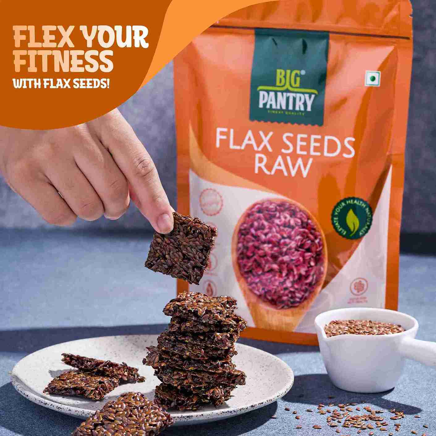 Big Pantry Raw Flax Seeds (Alsi), close-up of raw seeds